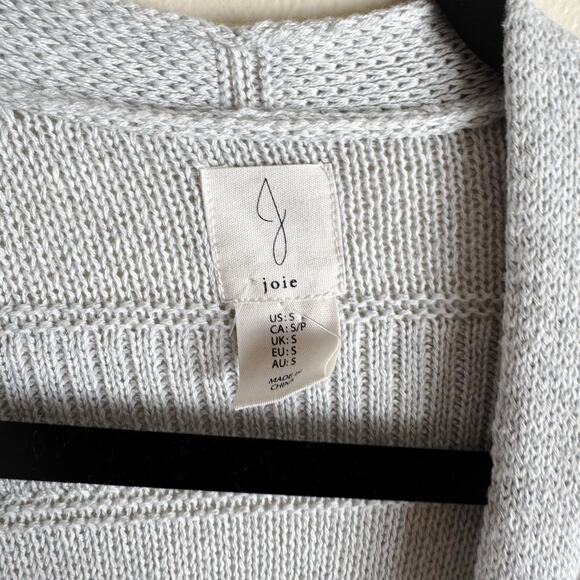 Joie Light Grey Long Sleeve Pocket Open Front Cotton Cardigan Sweater Small - Picture 4 of 7